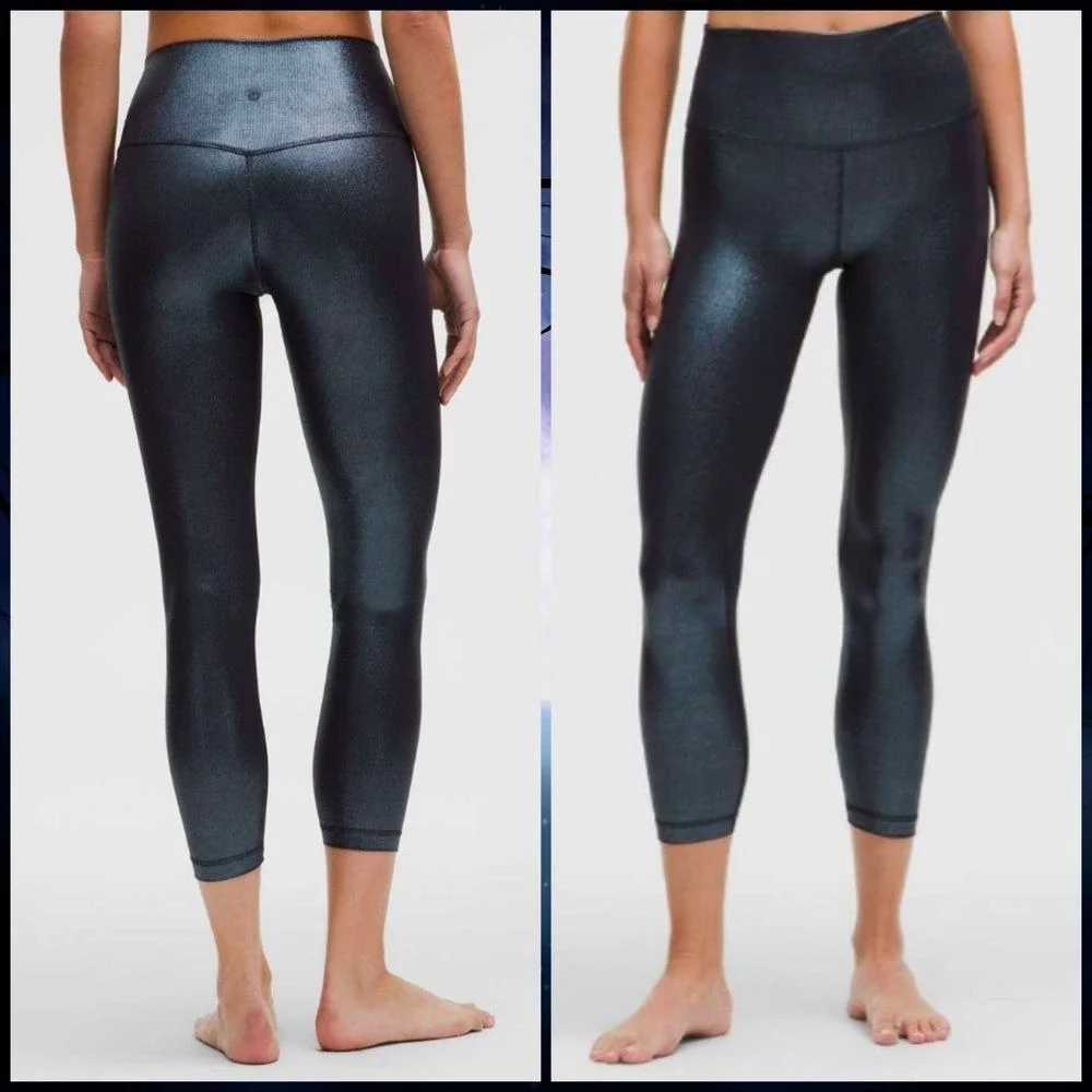 Lululemon Align High-Rise Ribbed Pant 25" Shine Foil Black Night blue SIZE 8 NWT - Picture 1 of 8